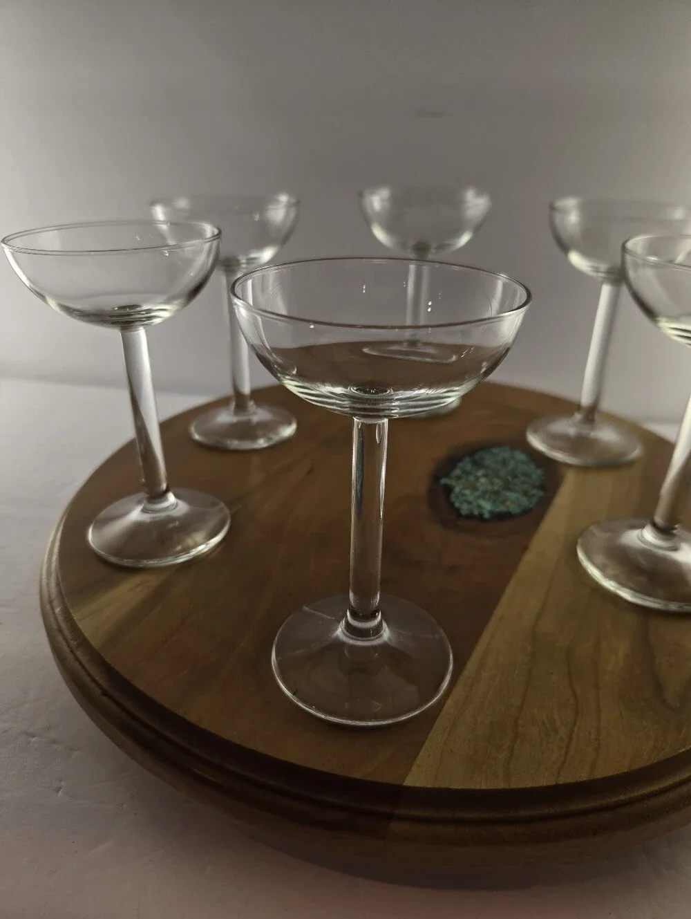 Vintage Blown Glass Coupe Glasses Thin Walled MCM Cocktail Stemware Set of 6